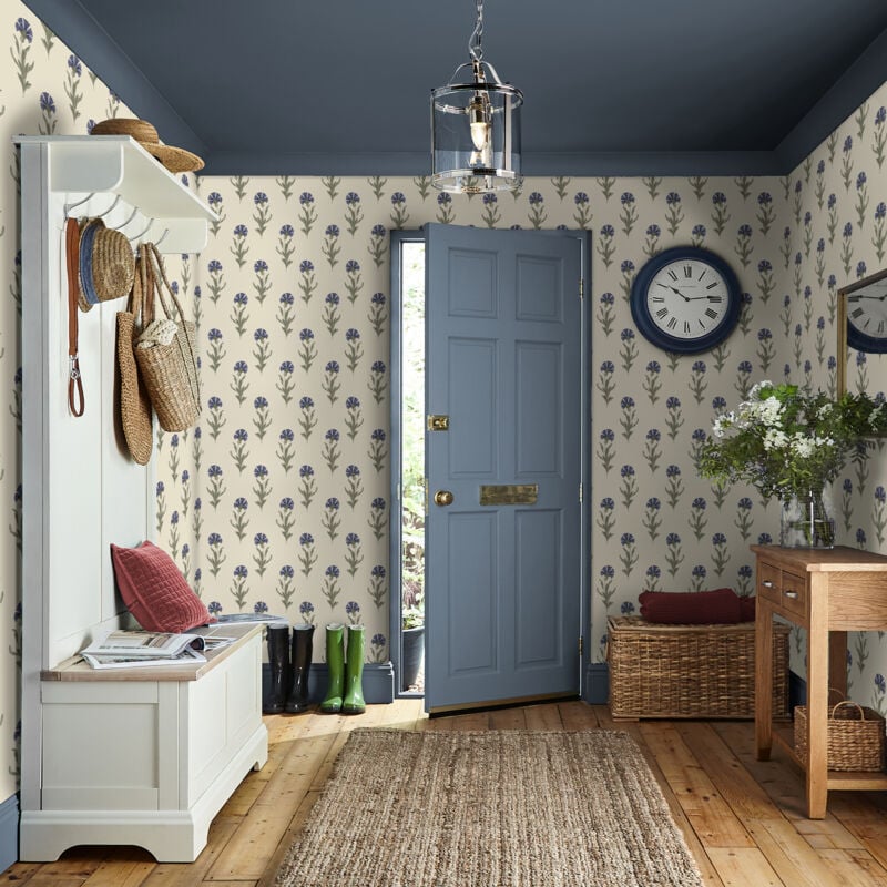 Papier peint intissé Laura Ashley Dandelion Dusky Seaspray 1005 x 52cm Bleu, vert, beige
