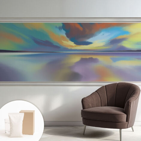 Papier peint intissé décoratif avec colle pour salon chambre et bureau Installation rapide Coucher de soleil arc-en-ciel 250x104 cm