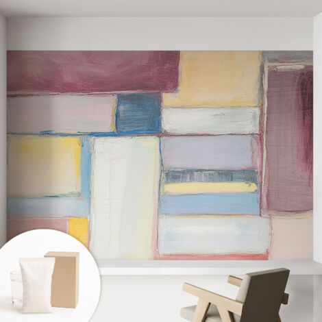 Papier peint intissé décoratif avec colle pour salon chambre et bureau Installation rapide Formes géométriques 152x104 cm