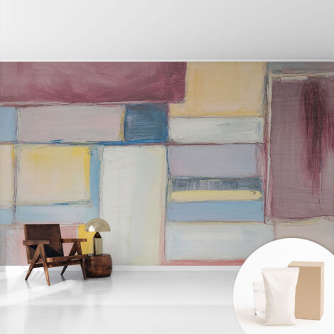 Papier peint intissé décoratif avec colle pour salon chambre et bureau Installation rapide Formes géométriques 416x254 cm
