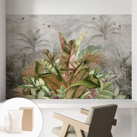 Papier peint intissé décoratif avec colle pour salon chambre et bureau Installation rapide Jungle exotique 104x70 cm