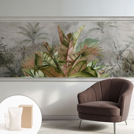 Papier peint intissé décoratif avec colle pour salon chambre et bureau Installation rapide Jungle exotique 250x104 cm