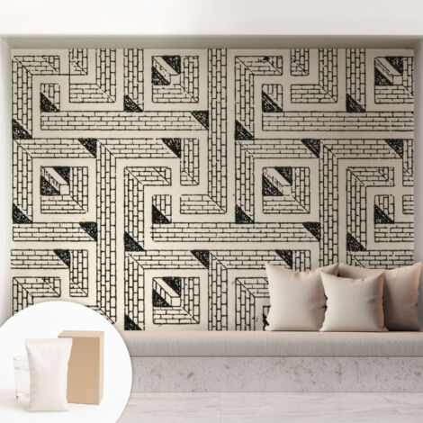 Papier peint intissé décoratif avec colle pour salon chambre et bureau Installation rapide Labyrinthe de briques 208x146 cm