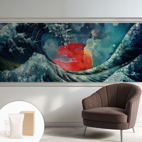 Papier peint intissé décoratif avec colle pour salon chambre et bureau Installation rapide Lever de soleil océanique 250x104 cm