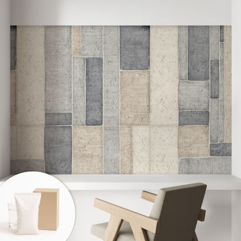 Papier peint intissé décoratif avec colle pour salon chambre et bureau Installation rapide Mosaïque géométrique 104x70 cm