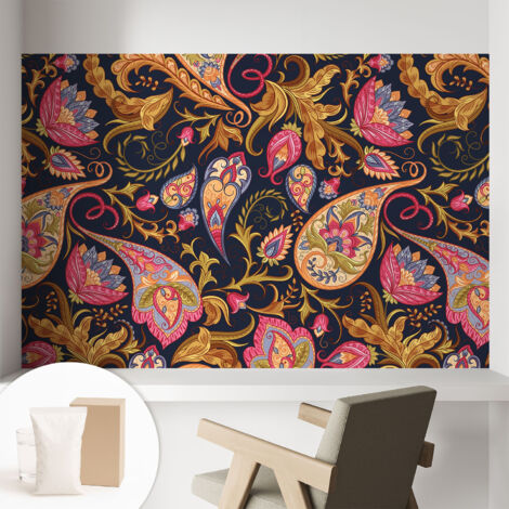 Papier peint intissé décoratif avec colle pour salon chambre et bureau Installation rapide Paisley coloré 104x70 cm