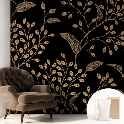 Papier peint intissé décoratif avec motifs pour salon et chambre a motif - Colle incluse gratuite Élégance botanique 250x250 cm