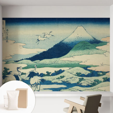 Papier peint intissé décoratif avec motifs pour salon et chambre a motif - Colle incluse gratuite Grues et montagnes 152x104 cm
