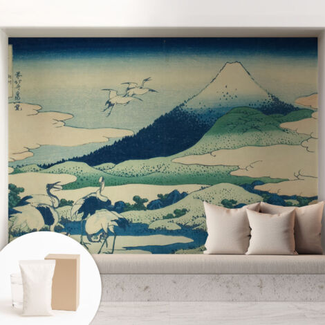 Papier peint intissé décoratif avec motifs pour salon et chambre a motif - Colle incluse gratuite Grues et montagnes 208x146 cm