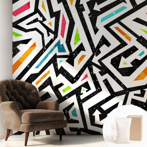 Papier peint intissé décoratif avec motifs pour salon et chambre a motif - Colle incluse gratuite Mosaïque abstraite 250x250 cm
