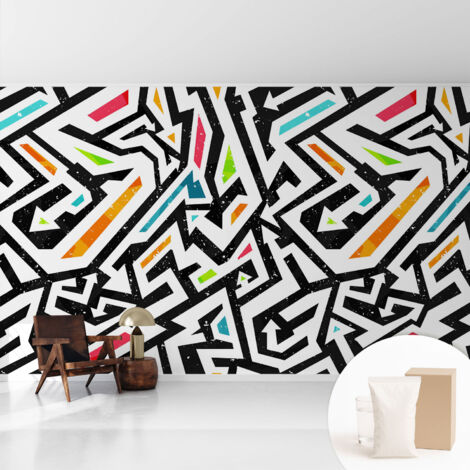 Papier peint intissé décoratif avec motifs pour salon et chambre a motif - Colle incluse gratuite Mosaïque abstraite 416x254 cm