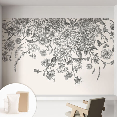 Papier peint intissé décoratif avec motifs pour salon et chambre a motif - Colle incluse gratuite Motif floral 152x104 cm