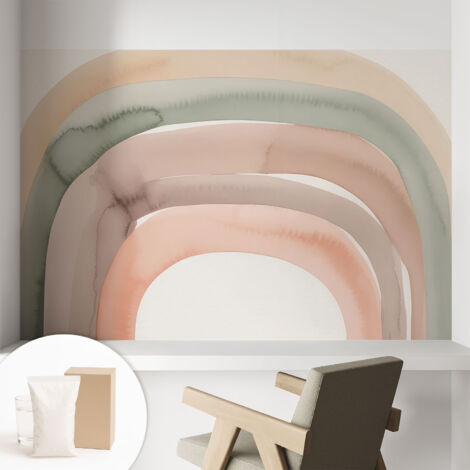 Papier peint intissé décoratif pour chambre et salon Design moderne à poser facilement - Colle incluse gratuite Arcs-en-ciel 104x70 cm