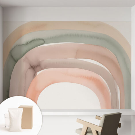 Papier peint intissé décoratif pour chambre et salon Design moderne à poser facilement - Colle incluse gratuite Arcs-en-ciel 152x104 cm