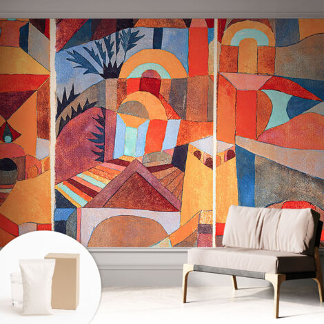 Papier peint intissé décoratif pour chambre et salon Design moderne à poser facilement - Colle incluse gratuite Mosaïque colorée 312x219 cm