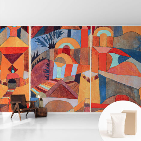Papier peint intissé décoratif pour chambre et salon Design moderne à poser facilement - Colle incluse gratuite Mosaïque colorée 416x254 cm