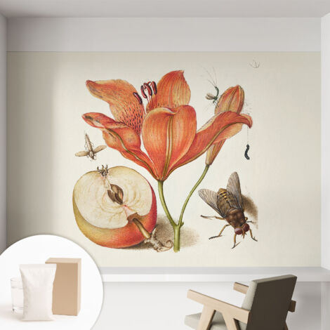 Papier peint intissé décoratif pour salon chambre et cuisine Facile à poser avec colle Illustration botanique 152x104 cm