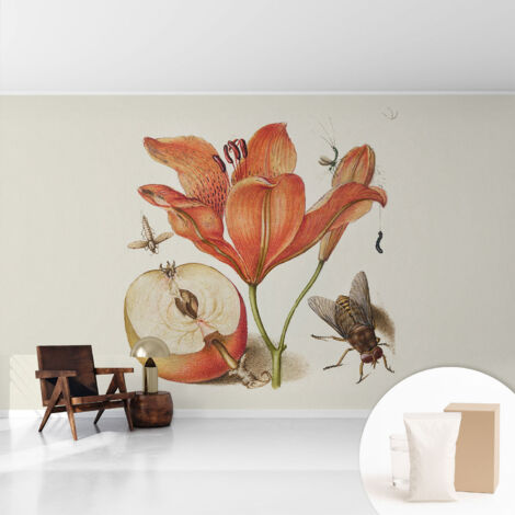 Papier peint intissé décoratif pour salon chambre et cuisine Facile à poser avec colle Illustration botanique 416x254 cm