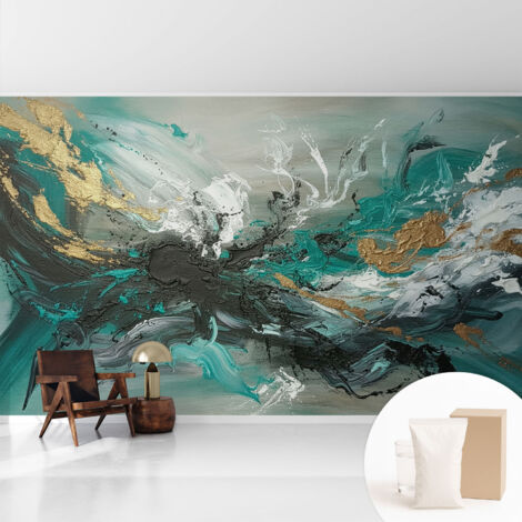 Papier peint intissé décoratif pour salon chambre et cuisine Facile à poser avec colle Tourbillon artistique 416x254 cm