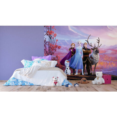 Papier Peint Intissé Disney La Reine des Neiges 2 - modèle dans la forêt 360 cm x 270 cm - Multicolor