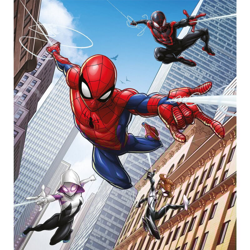 Ag Art - Papier peint intissé Disney Marvel Avengers -Spider-man 3 personnages qui volent 180X202 cm