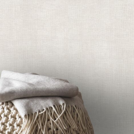 Papier peint intissé double largeur uni brillant 1005 x 106 cm – Blanc cassé – Texture grainée et effet pailleté – Application directe sur mur – Boutique