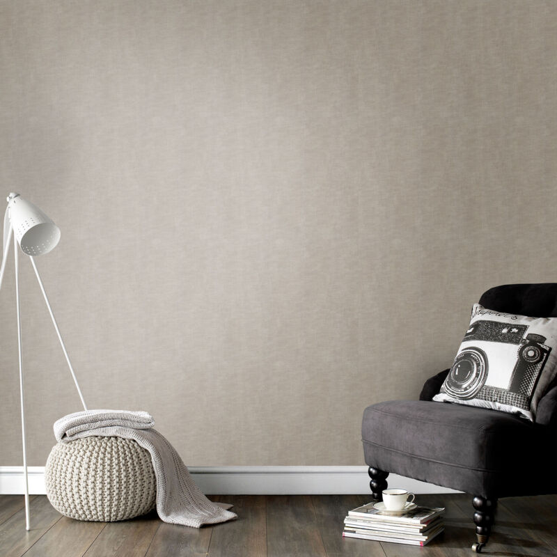 Papier peint intissé Double largeur Uni Brillant 1005 x 106cm Taupe