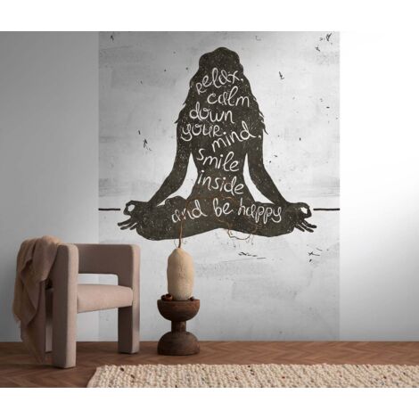 Papier peint intissé Effet béton Noir, Blanc - 1,59 x 2,8 m