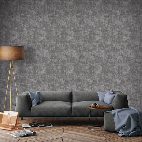 Papier peint intissé Effet tissu Zara 1005 x 52cm Anthracite