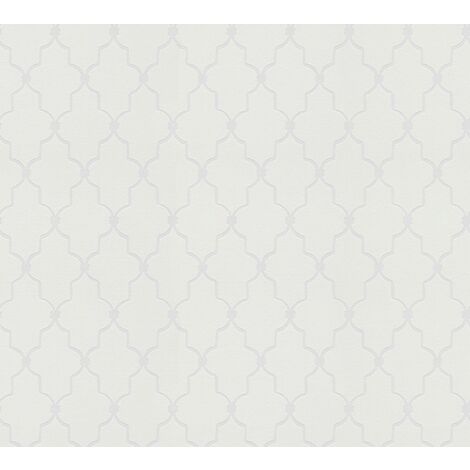 Papier peint intissé en mosaique blanc Tapisserie moderne style baroque Papier peint élégant 25 x 1,06 m à peindre idéal pour cuisine