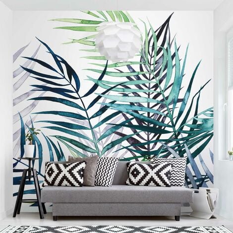 Papier peint intissé - Exotic Foliage - Palm Tree - Mural Carré Dimension HxL: 336cm x 336cm