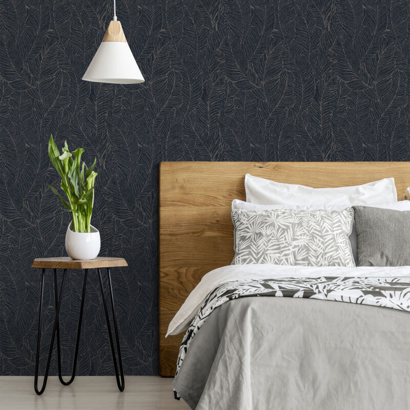 Papier peint intissé Feuilles harmonie 1005 x 52cm Bleu