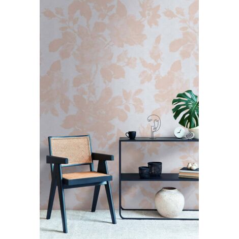 Papier peint intissé Fleuri Beige, Gris, Blanc - 1,59 x 2,8 m