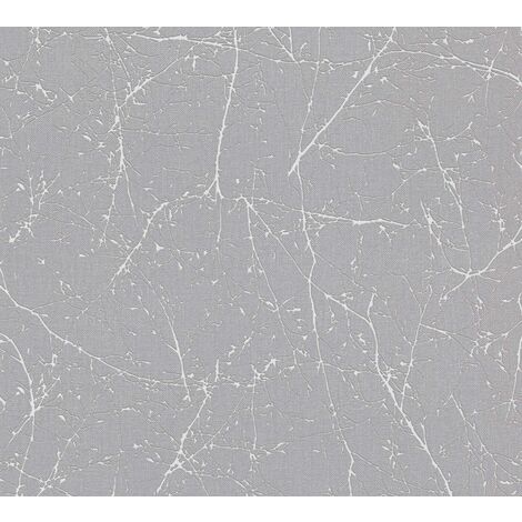 Papier peint intissé floral gris Tapisserie nature à branches Papier peint tendance style naturaliste idéal pour salon