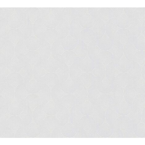 Papier peint intissé graphique blanc Tapisserie 25 x 1,06 m à motif circulaire Papier peint géométrique spirales idéal pour salon