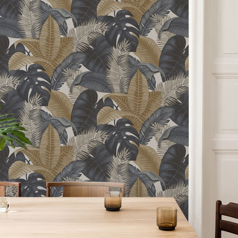 Superfresco Easy - Papier peint intissé Feuillage Grenade 1005 x 52cm Gris, taupe