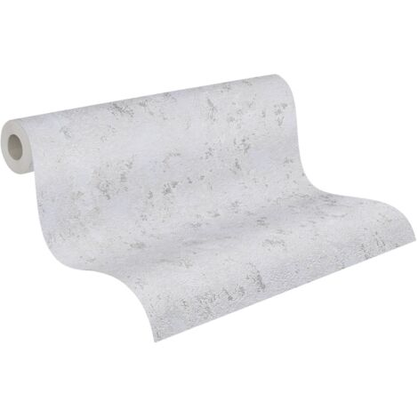 Papier peint intissé gris argent Tapisserie aspect béton ciment Papier peint style industriel idéal pour bureau et couloir