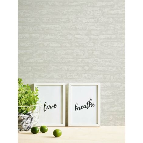 Papier peint intissé gris clair Tapisserie imitation mur en pierre Papier peint tendance style industriel idéal pour couloir