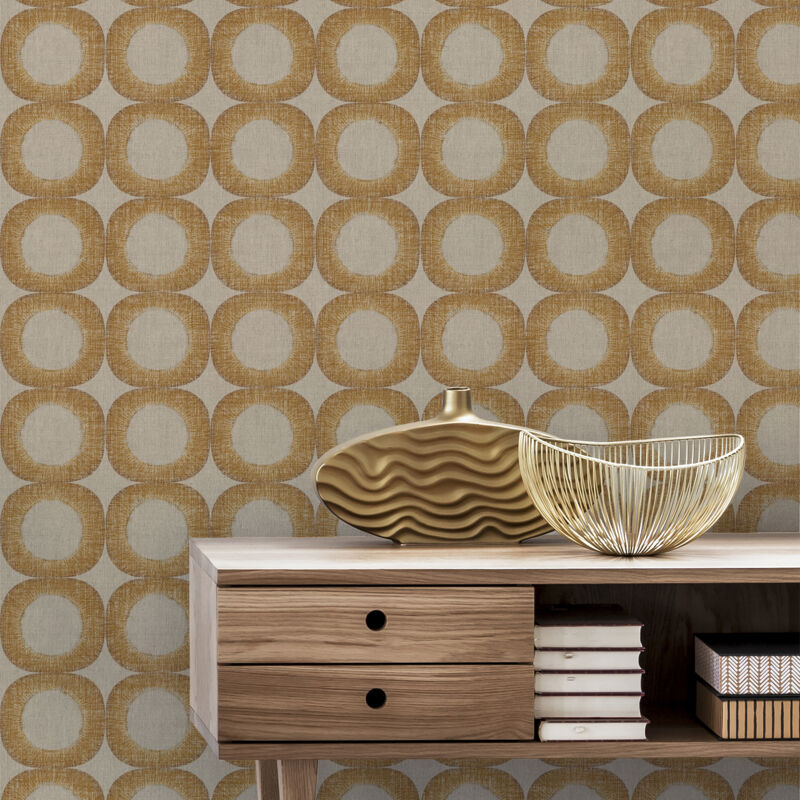 Papier peint intissé Cercles Harmonie 1005 x 52cm Sable