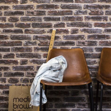 Papier peint intissé industriel briques loft 1005 x 52cm rouge – Résistant à la lumière – Texture grainée – Application directe sur mur – Superfresco Easy
