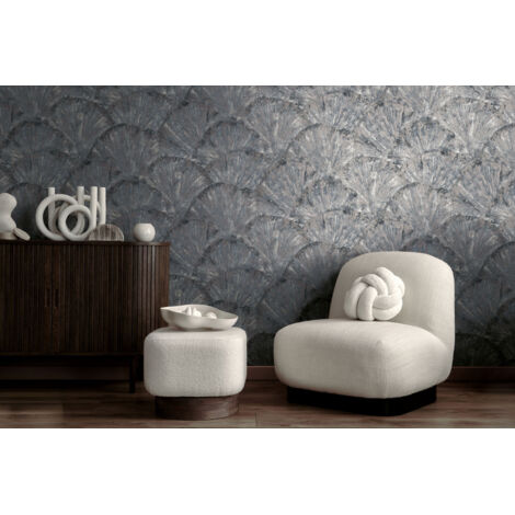 Papier peint intissé Japonais & asiatique Bleu, Gris - 10,05 x 0,53 m