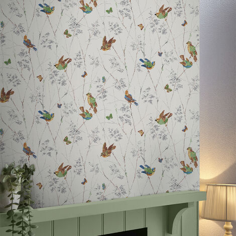 Papier peint intissé Laura Ashley Aviary Natural 1005 x 52cm Multicolore - Multicolore