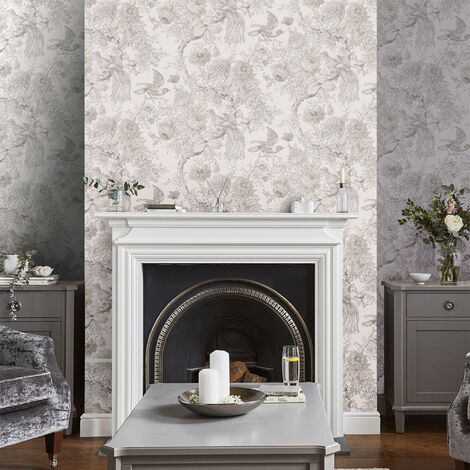 Papier peint intissé Laura Ashley Birtle Dove 1005 x 52cm Gris - Gris
