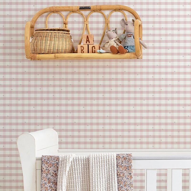 Papier peint intissé Laura Ashley Gingham Pale Amethyst 1005 x 52cm Parme