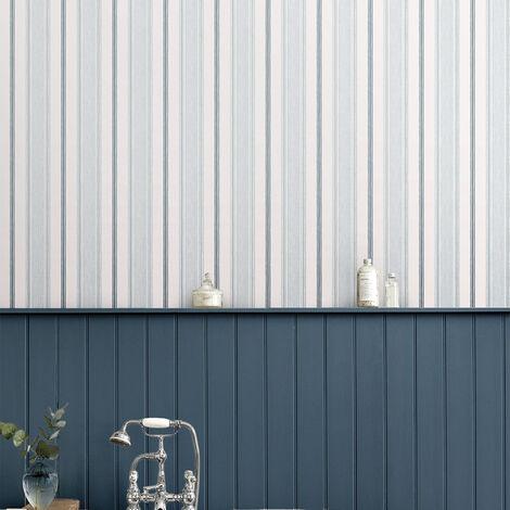Papier peint intissé Laura Ashley Heacham Stripe Seaspray 1005 x 52cm Bleu - Bleu
