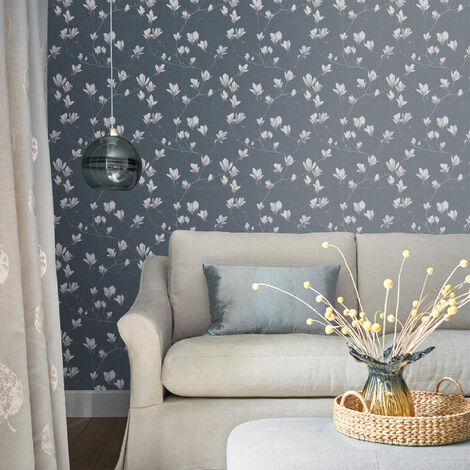 Papier peint intissé Laura Ashley Magnolia Grove Dusky Seaspray 1005 x 52cm Bleu