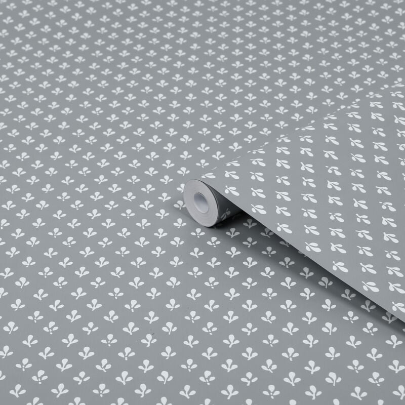 Laura Ashley - Papier peint intissé Trefoil Slate 1005 x 52cm Gris