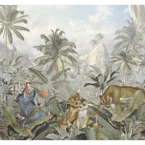 Papier peint panoramique intissée de Komar - Lion King Mountains - Taille: 300 x 280 cm - coloré