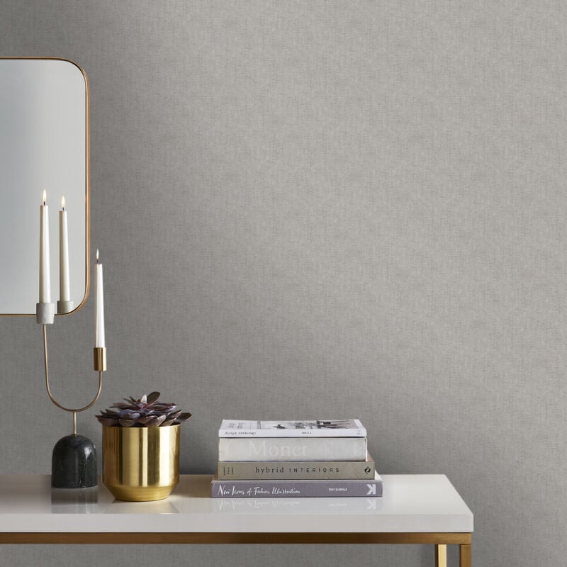 WOW - Papier peint intissé Lin Shimmer 1005 x 52cm Gris