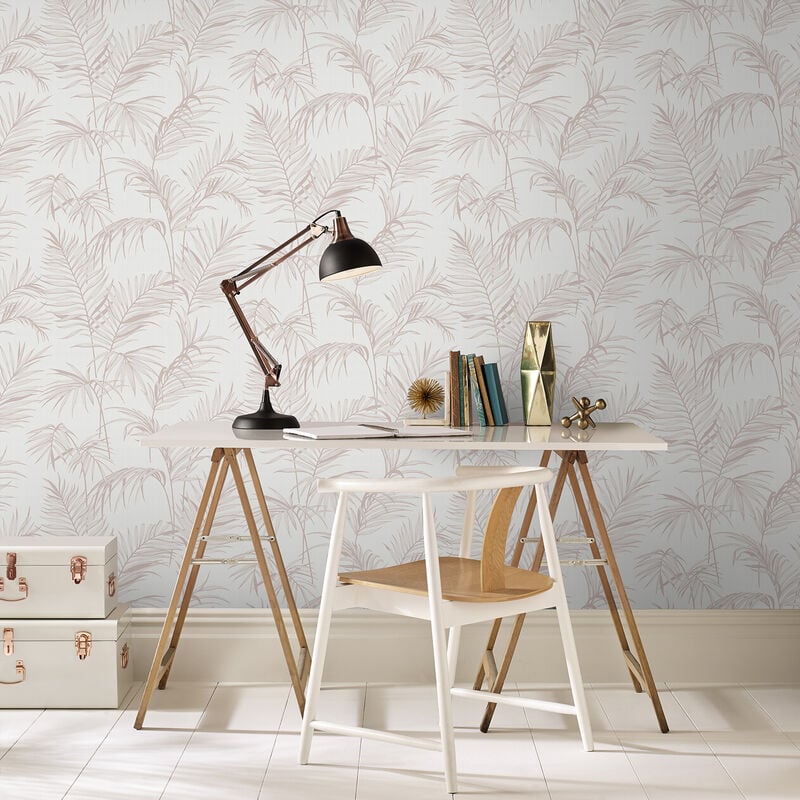Superfresco Easy - Papier peint intissé Lithogravure Palmier 1005 x 52cm Rose